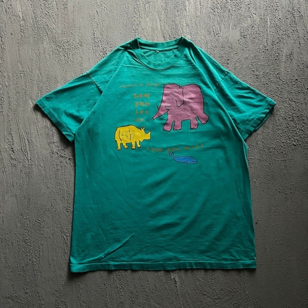 Vintage The Body Shop Shirt XL Green 1990s Animals In Danger Extinct Is Forever
